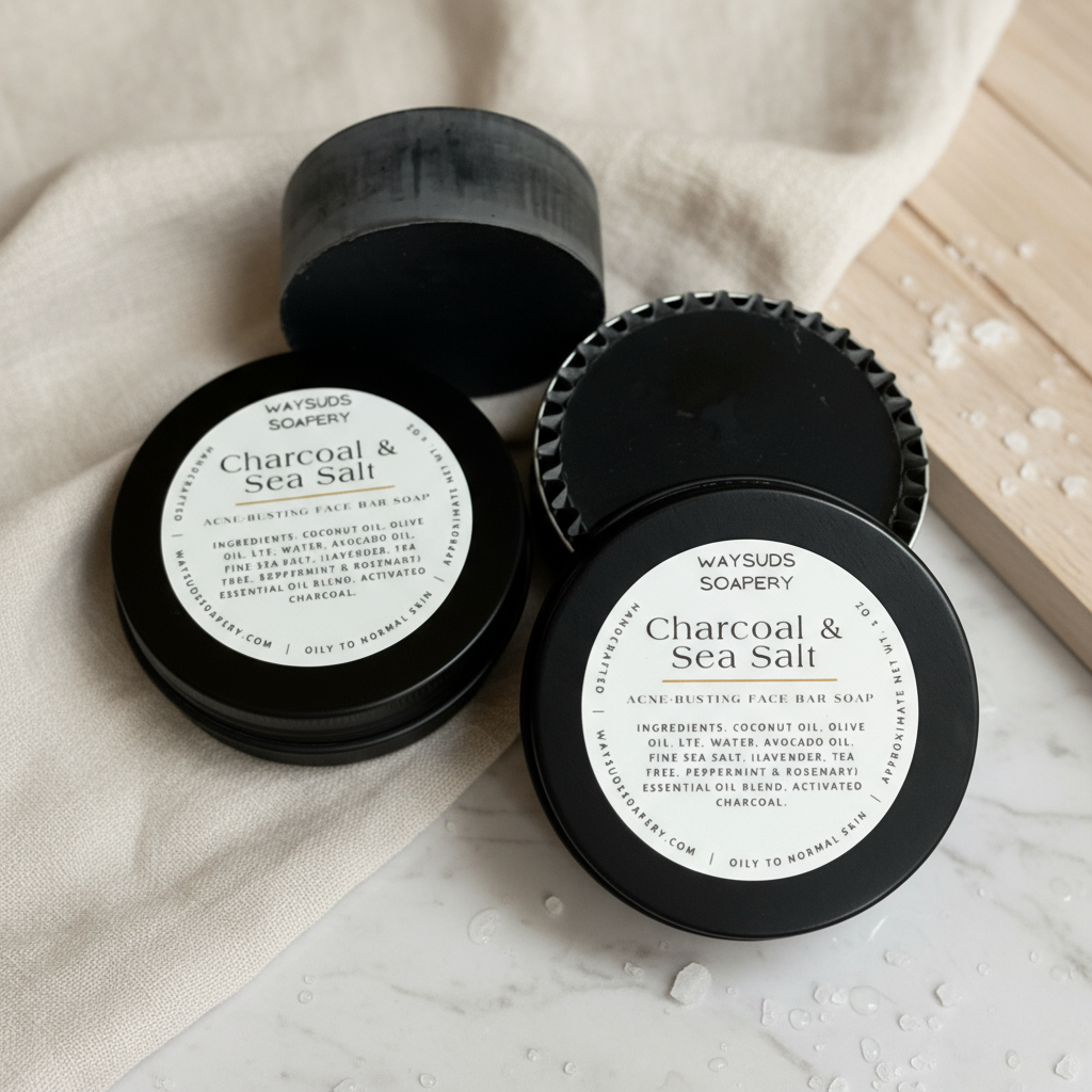 Acne-Busting Charcoal & Sea Salt Face Bar Soap